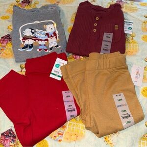Garanimals Baby Boys Size 18 months New NWT 2 Bodysuits 2 Pants Winter